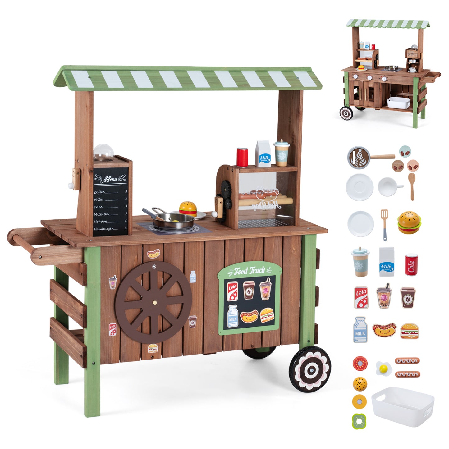 Wooden Grocery Store Playset, Large Wheels Play Kitchen Sets at Gallery Canada