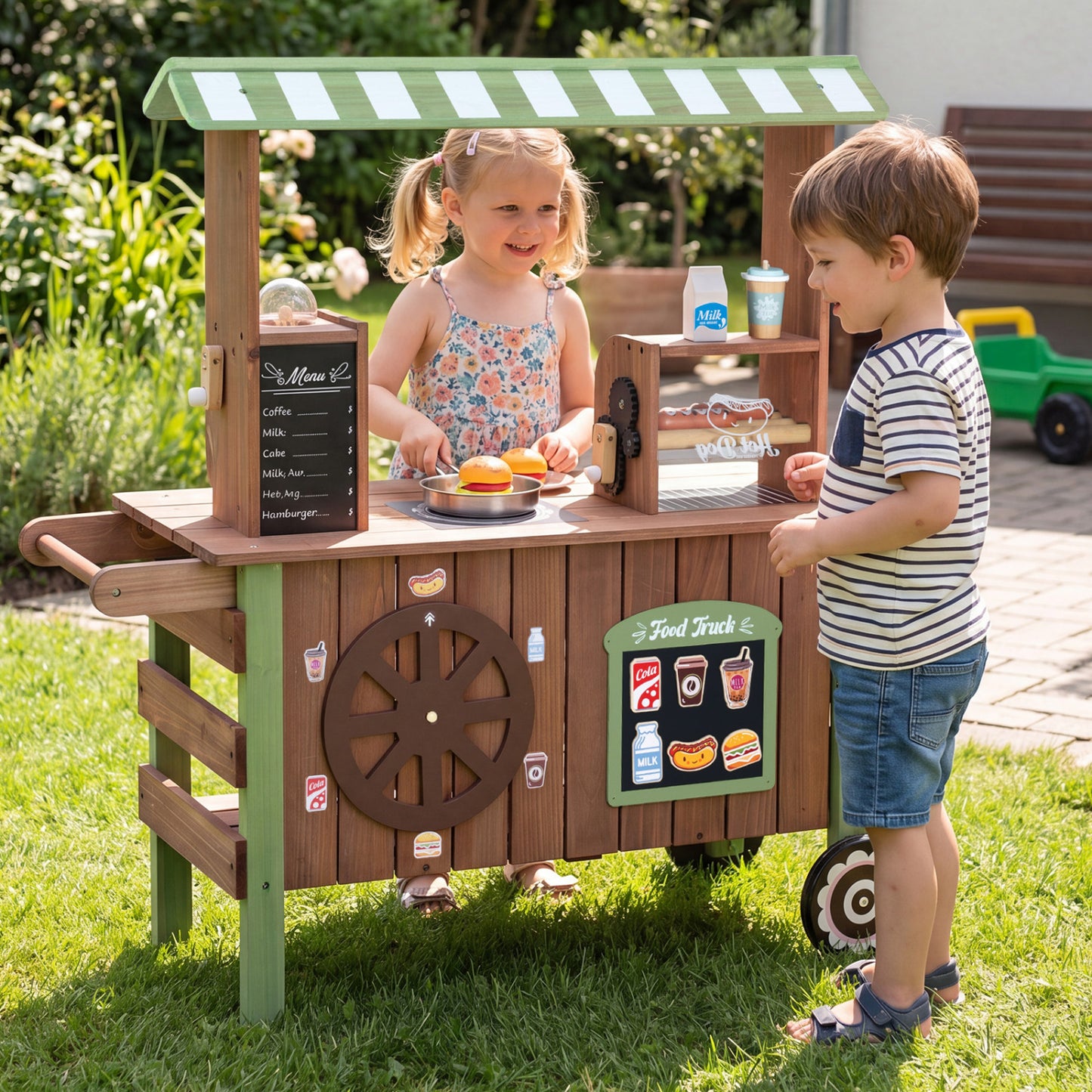 Wooden Grocery Store Playset, Large Wheels Play Kitchen Sets at Gallery Canada