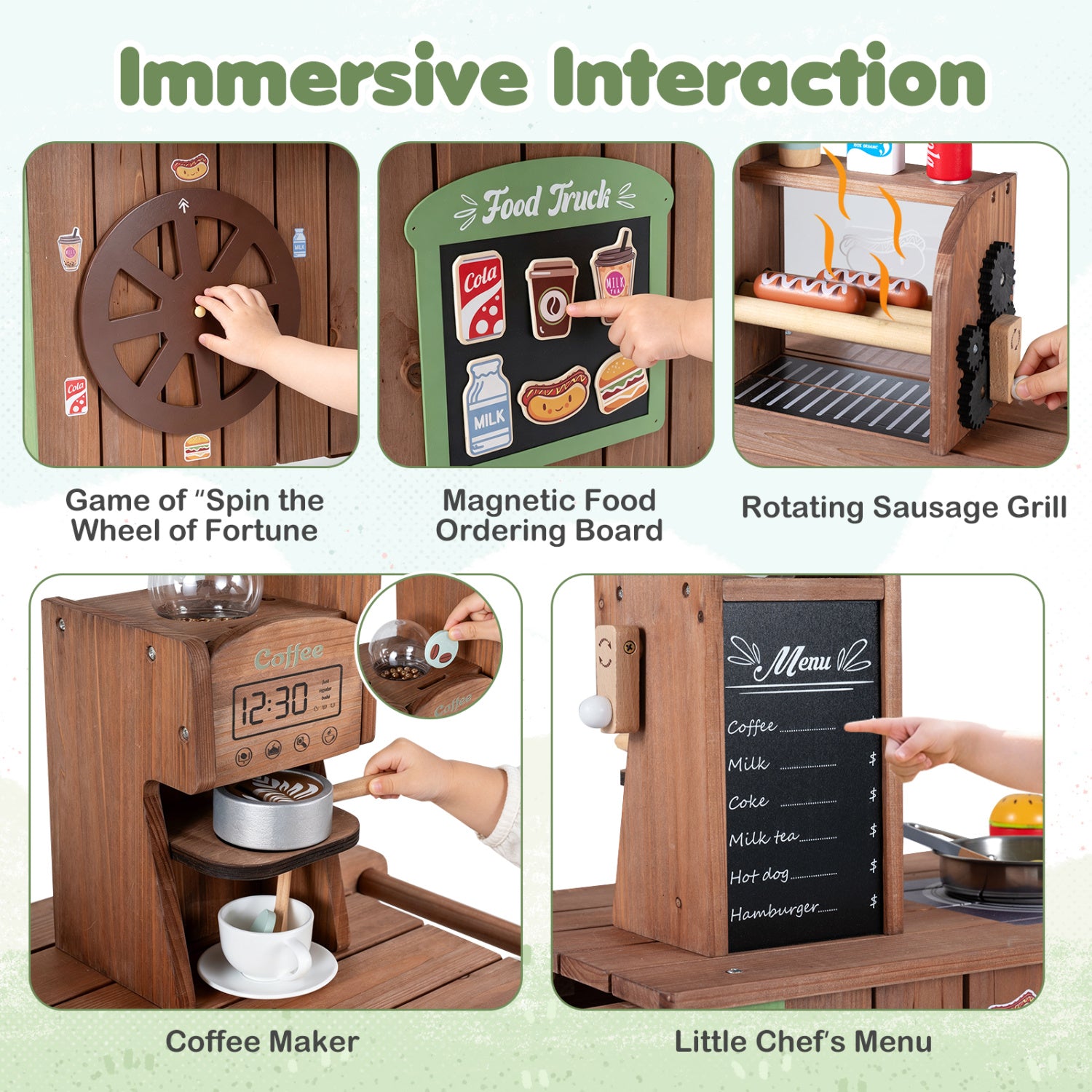 Wooden Grocery Store Playset, Large Wheels Play Kitchen Sets at Gallery Canada