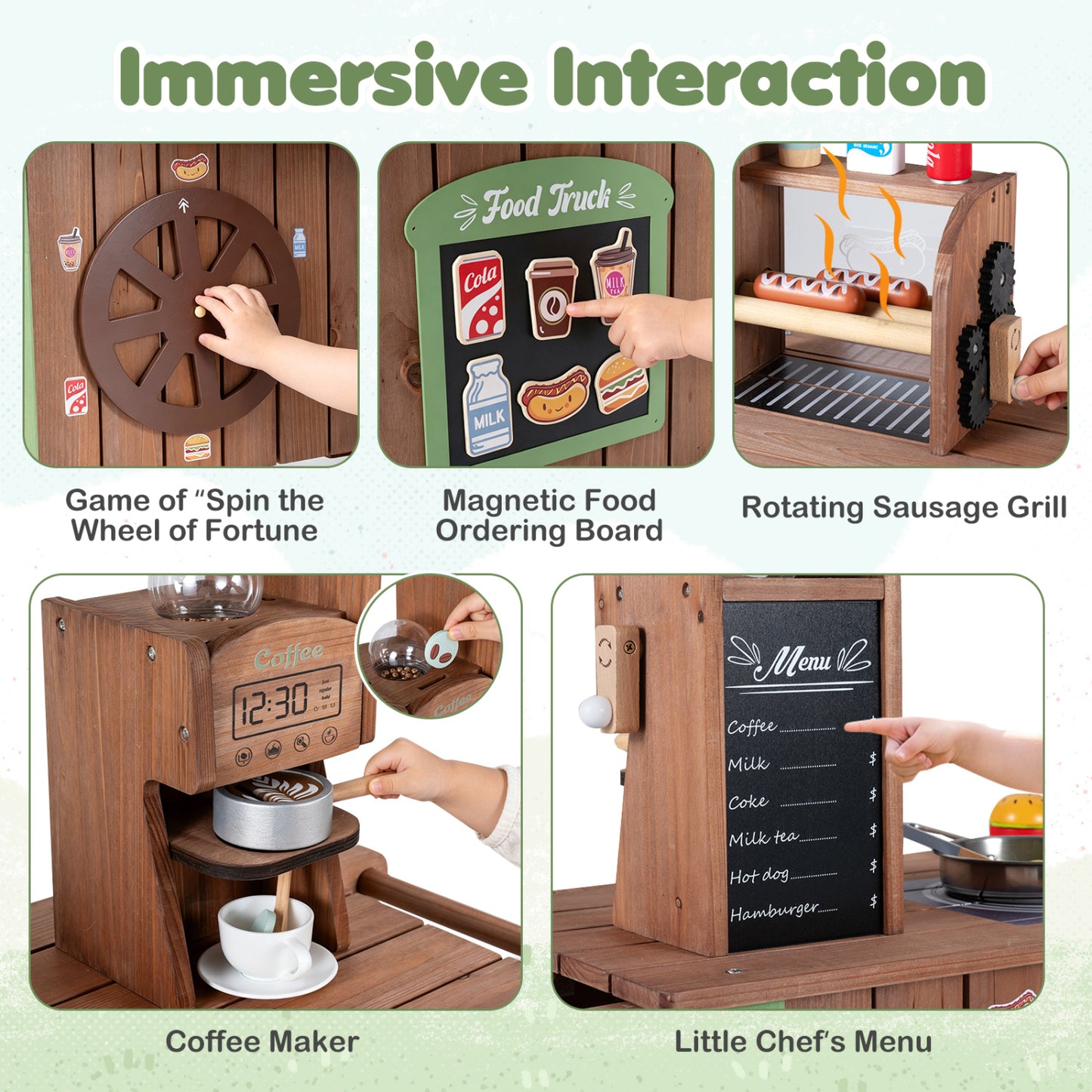 Wooden Grocery Store Playset, Large Wheels Play Kitchen Sets at Gallery Canada