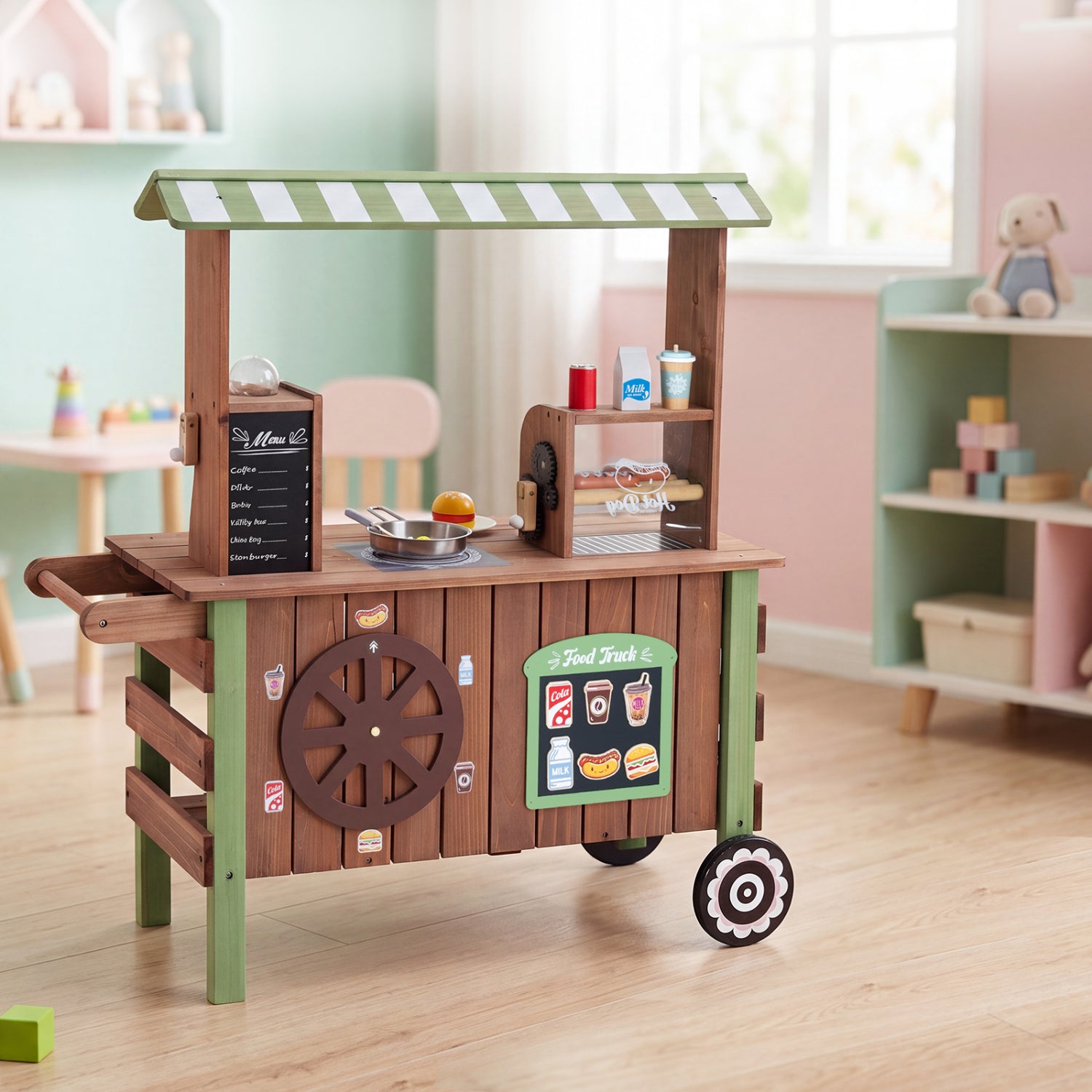 Wooden Grocery Store Playset, Large Wheels Play Kitchen Sets at Gallery Canada