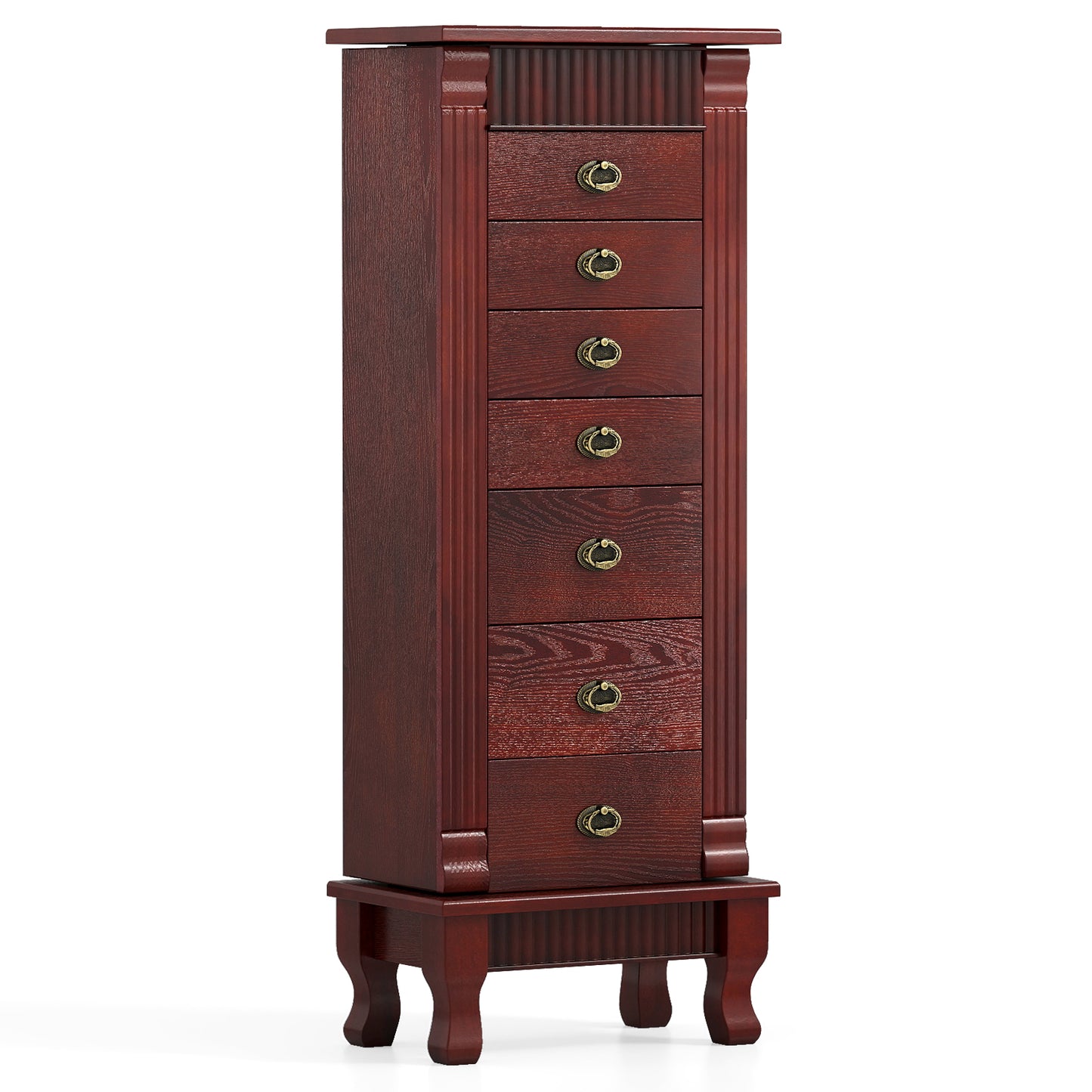 Wooden Jewelry Armoire Cabinet Storage Chest with Drawers and Swing Doors, Brown Jewelry Armoires at Gallery Canada