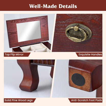 Wooden Jewelry Armoire Cabinet Storage Chest with Drawers and Swing Doors, Brown Jewelry Armoires at Gallery Canada
