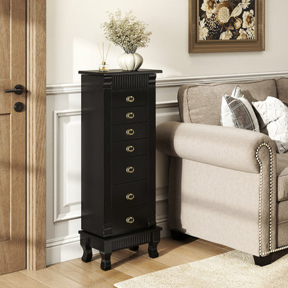 Wooden Jewelry Armoire Cabinet Storage Chest with Drawers and Swing Doors, Black Jewelry Armoires at Gallery Canada