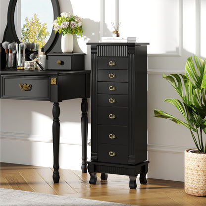 Wooden Jewelry Armoire Cabinet Storage Chest with Drawers and Swing Doors, Black Jewelry Armoires at Gallery Canada