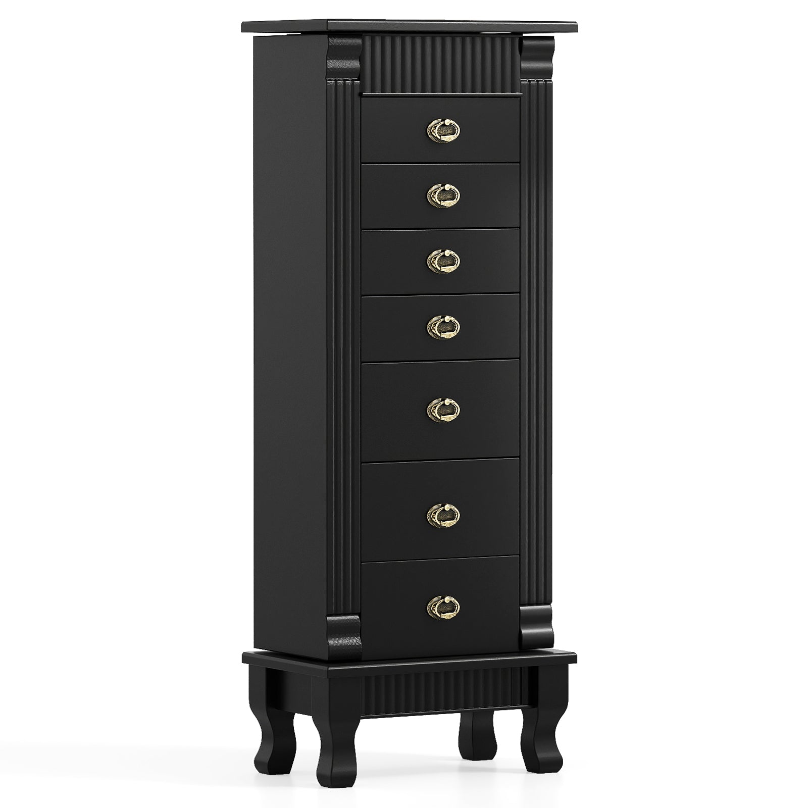 Wooden Jewelry Armoire Cabinet Storage Chest with Drawers and Swing Doors, Black Jewelry Armoires at Gallery Canada