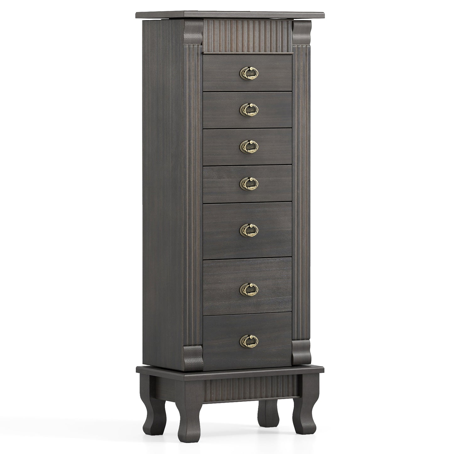 Wooden Jewelry Armoire Cabinet Storage Chest with Drawers and Swing Doors, Gray Jewelry Armoires at Gallery Canada