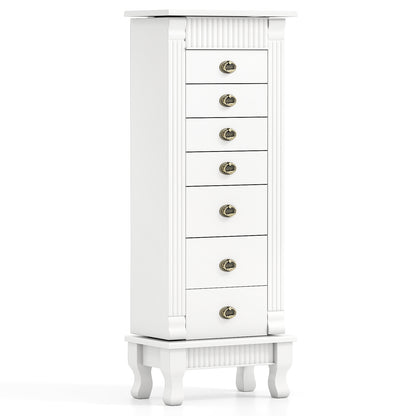 Wooden Jewelry Armoire Cabinet Storage Chest with Drawers and Swing Doors, White Jewelry Armoires White at Gallery Canada