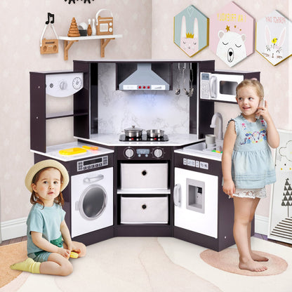 Wooden Kids Play Kitchen Playset, Realistic Lights And Sounds, Coffee Play Kitchen Sets at Gallery Canada