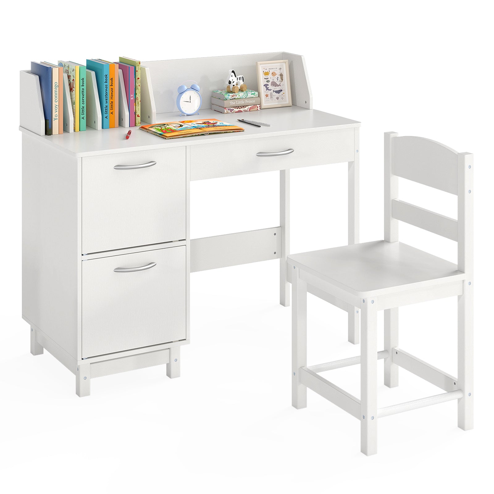 Wooden Kids Study Desk and Chair Set Student Workstation, White Kids Table & Chair Sets at Gallery Canada