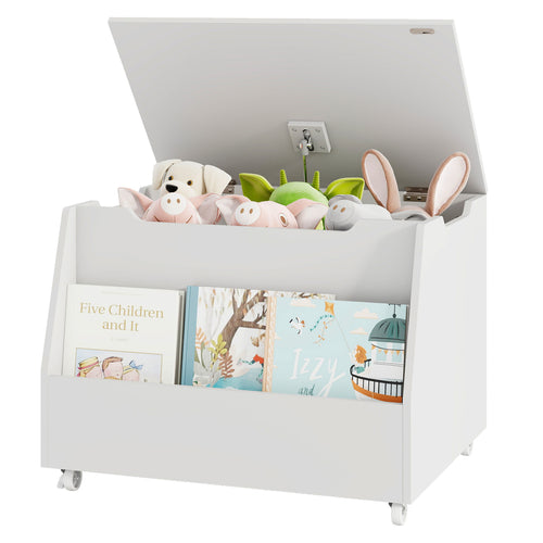 Wooden Mobile Toy Storage Organizer, White