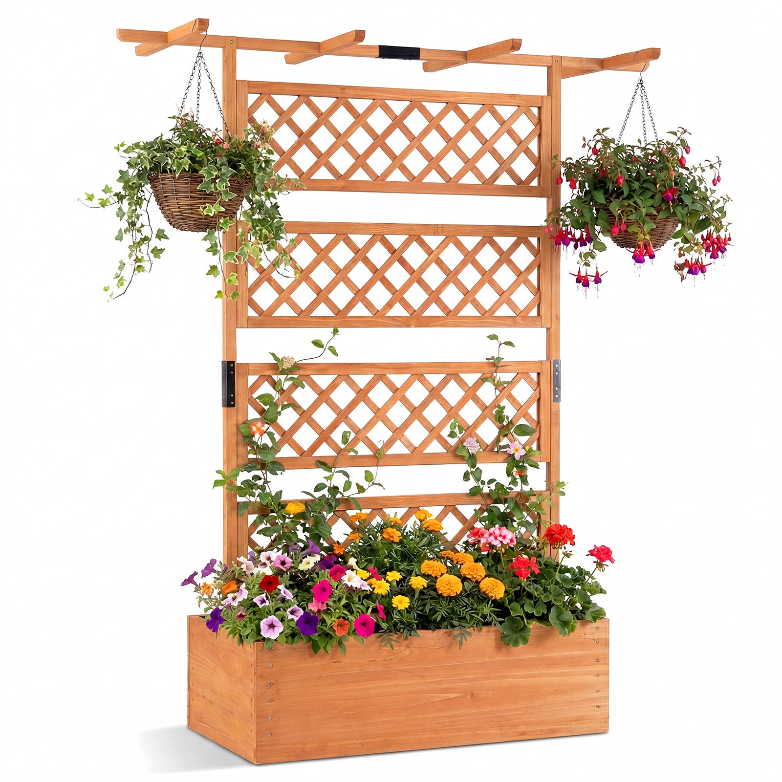 Wooden Planter Box With Lattice Trellis, Raised Garden Bed, Orange Raised Garden Beds Orange at Gallery Canada