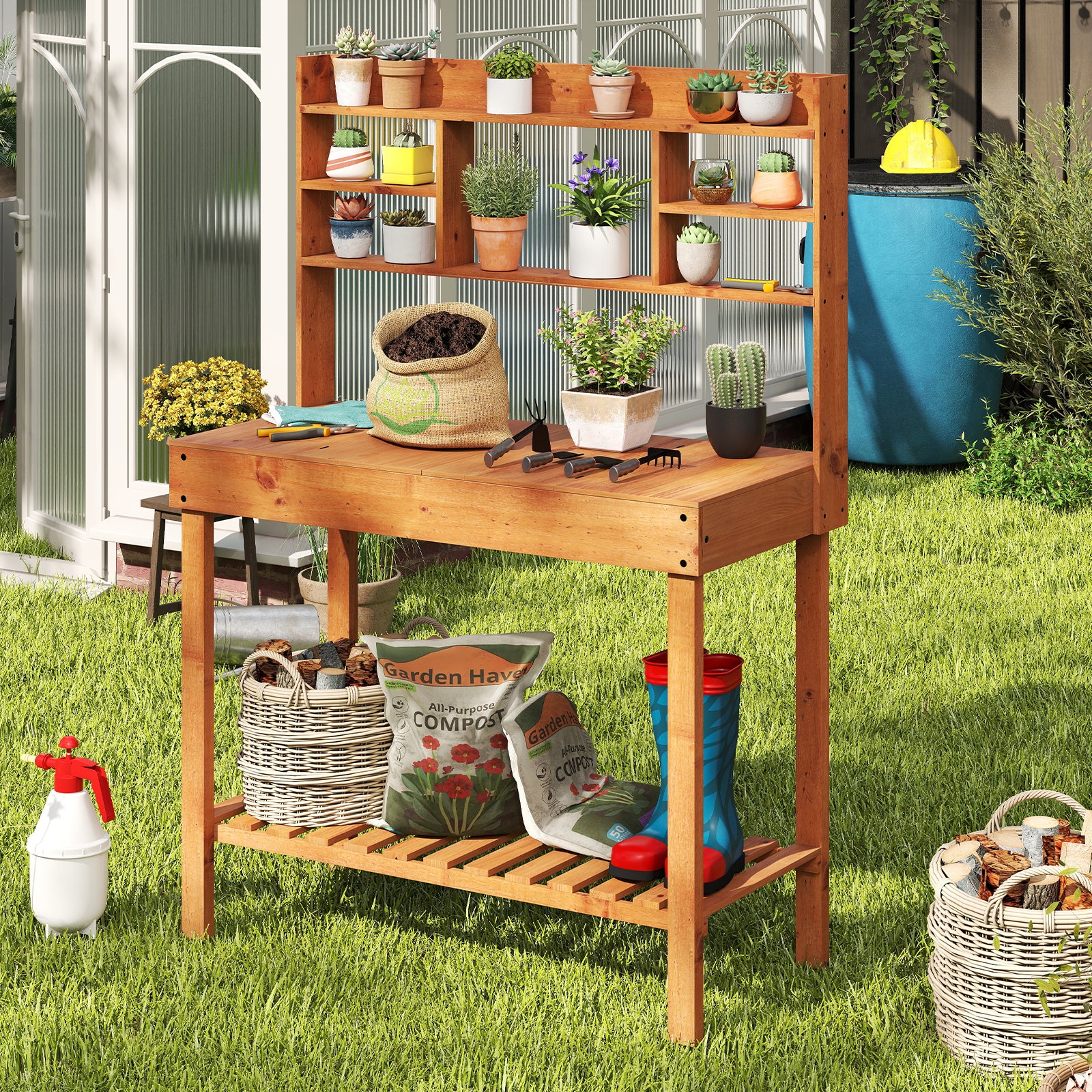Wooden Potting Bench Table, 61