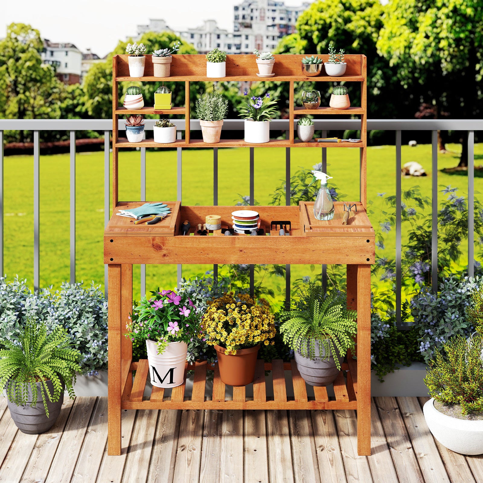 Wooden Potting Bench Table, 61