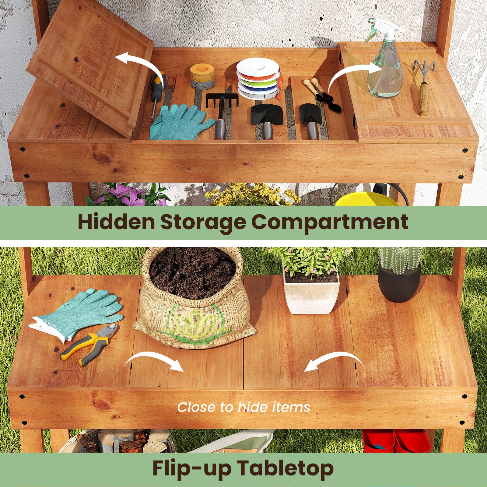Wooden Potting Bench Table, 61