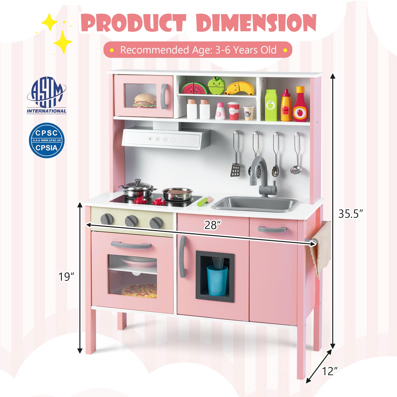 Wooden Pretend Play Kitchen Set, White And Pink Play Kitchen Sets at Gallery Canada