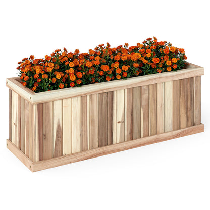 Wooden Raised Garden Bed Natural Acacia Wood Rectangular Planter Box with Drainage, Natural Raised Garden Beds Natural at Gallery Canada