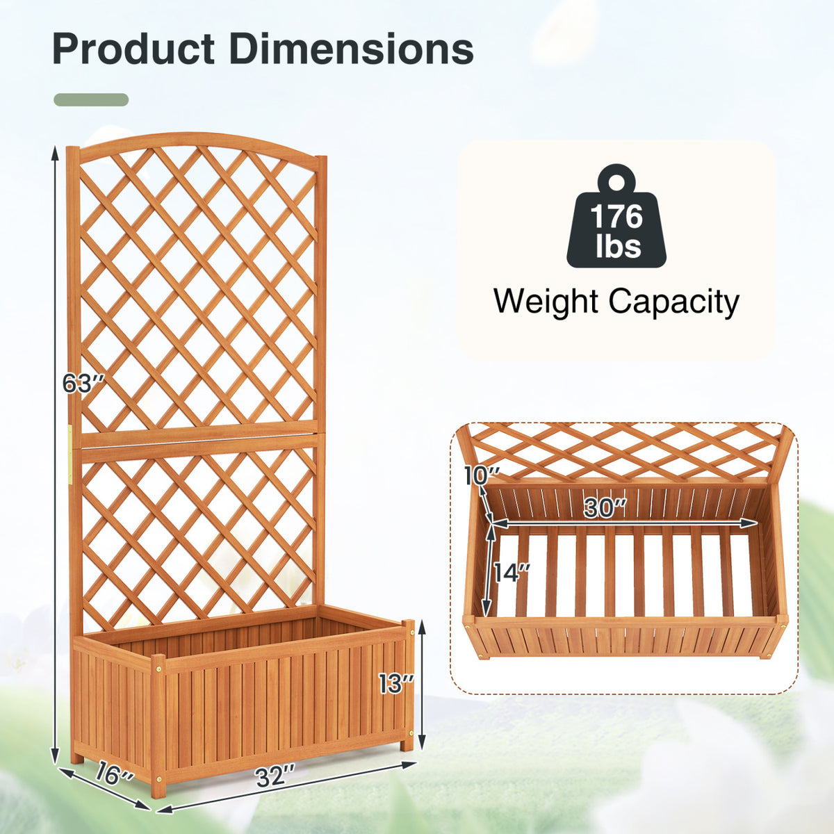 Wooden Raised Garden Bed With Trellis, 63 Inch Tall Planter Raised Garden Beds at Gallery Canada