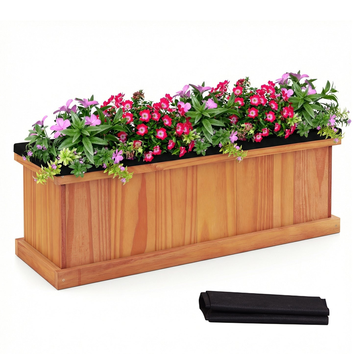 Wooden Raised Garden Bed with Drainage Holes and Liner Solid Fir Wood Planter Box-M Raised Garden Beds Options at Gallery Canada