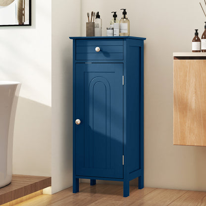 Wooden Storage Free-Standing Floor Cabinet with Drawer and Shelf, Blue Floor Cabinets at Gallery Canada