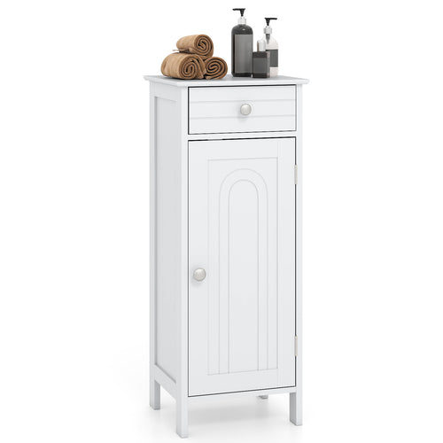 Wooden Storage Cabinet With Drawer, Shelf, White