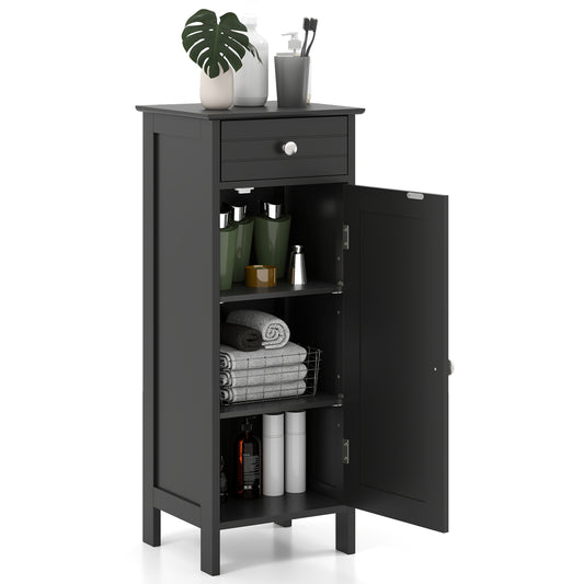 Wooden Storage Cabinet With Drawer, Shelf, Black Floor Cabinets Black at Gallery Canada