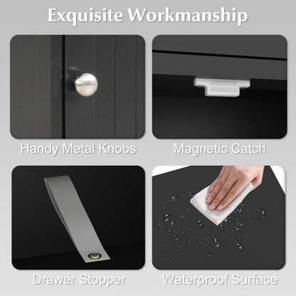 Wooden Storage Cabinet With Drawer, Shelf, Black Floor Cabinets at Gallery Canada
