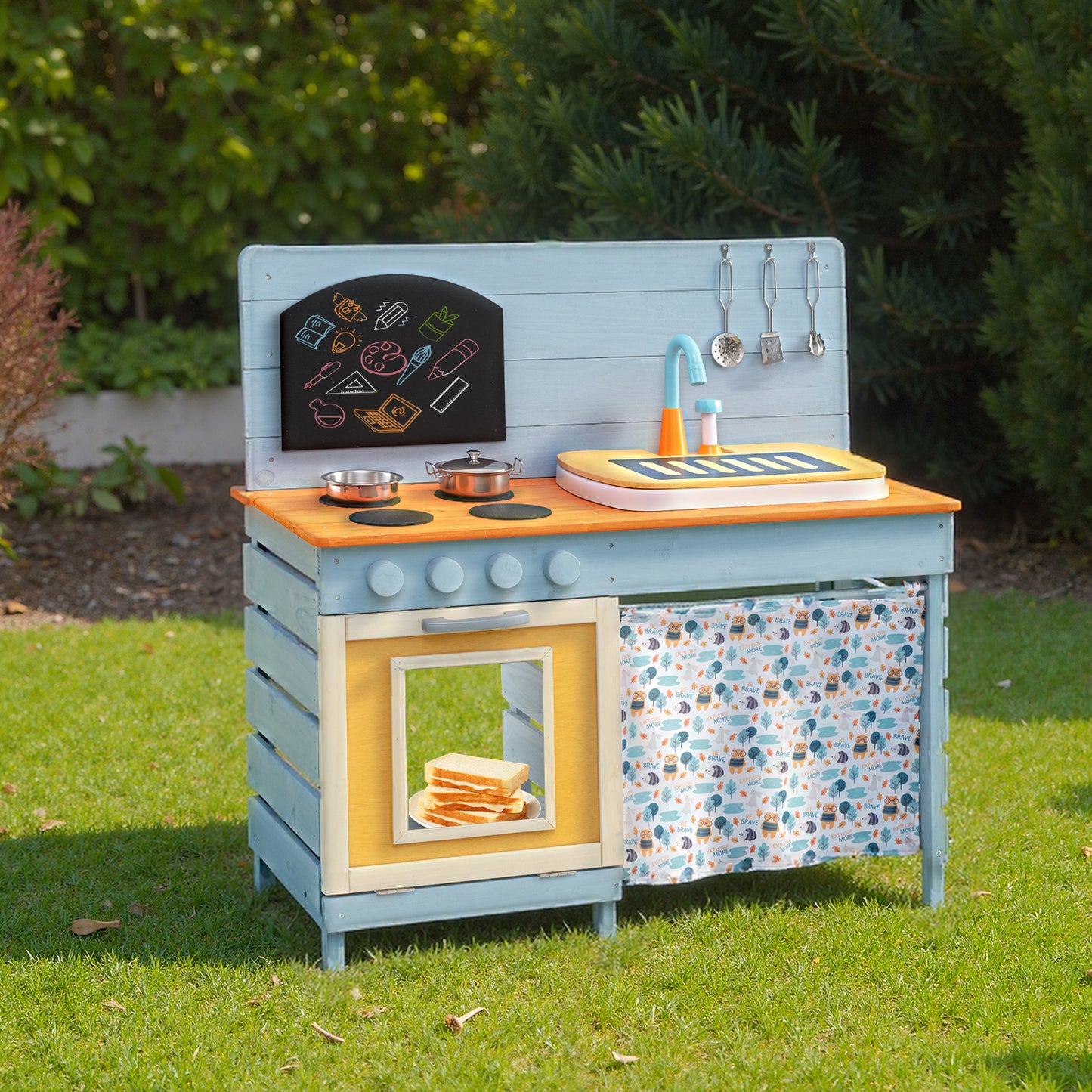 Wooden Toy Kitchen Playset With Removable Faucet, Blue Play Kitchen Sets at Gallery Canada