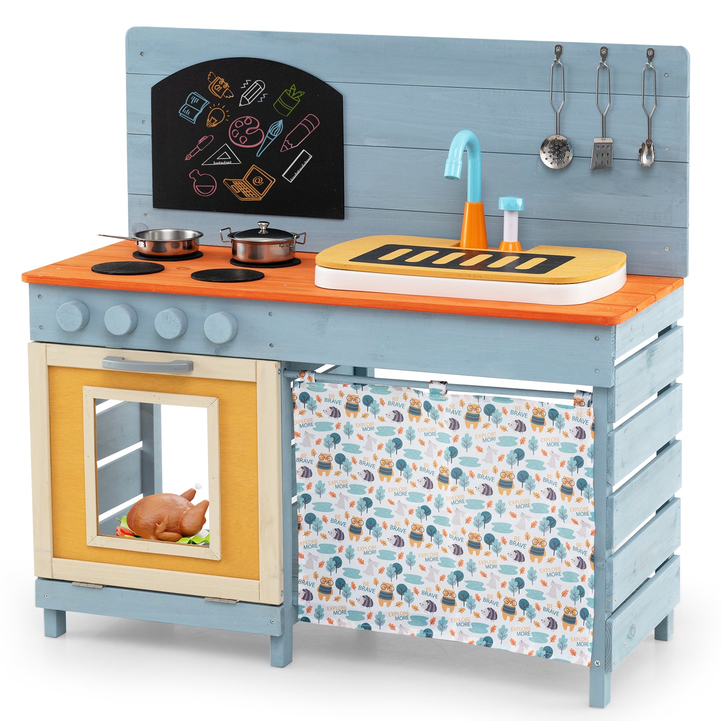 Wooden Toy Kitchen Playset With Removable Faucet, Blue Play Kitchen Sets at Gallery Canada