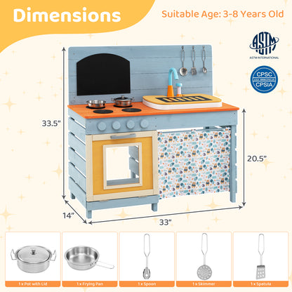 Wooden Toy Kitchen Playset With Removable Faucet, Blue Play Kitchen Sets at Gallery Canada
