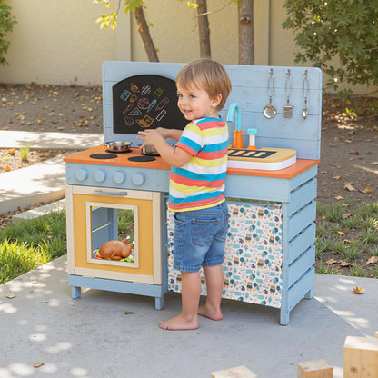 Wooden Toy Kitchen Playset With Removable Faucet, Blue Play Kitchen Sets at Gallery Canada