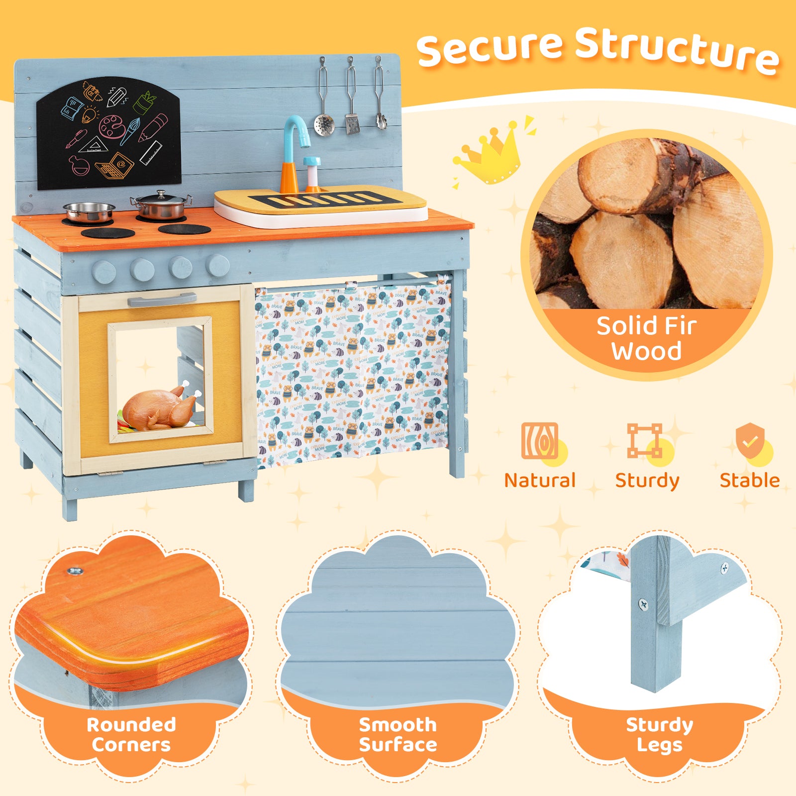 Wooden Toy Kitchen Playset With Removable Faucet, Blue Play Kitchen Sets at Gallery Canada