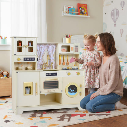 Wooden Toy Kitchen Playset with 14 Accessories for Aged 3+ Years-WH, Beige Play Kitchen Sets at Gallery Canada
