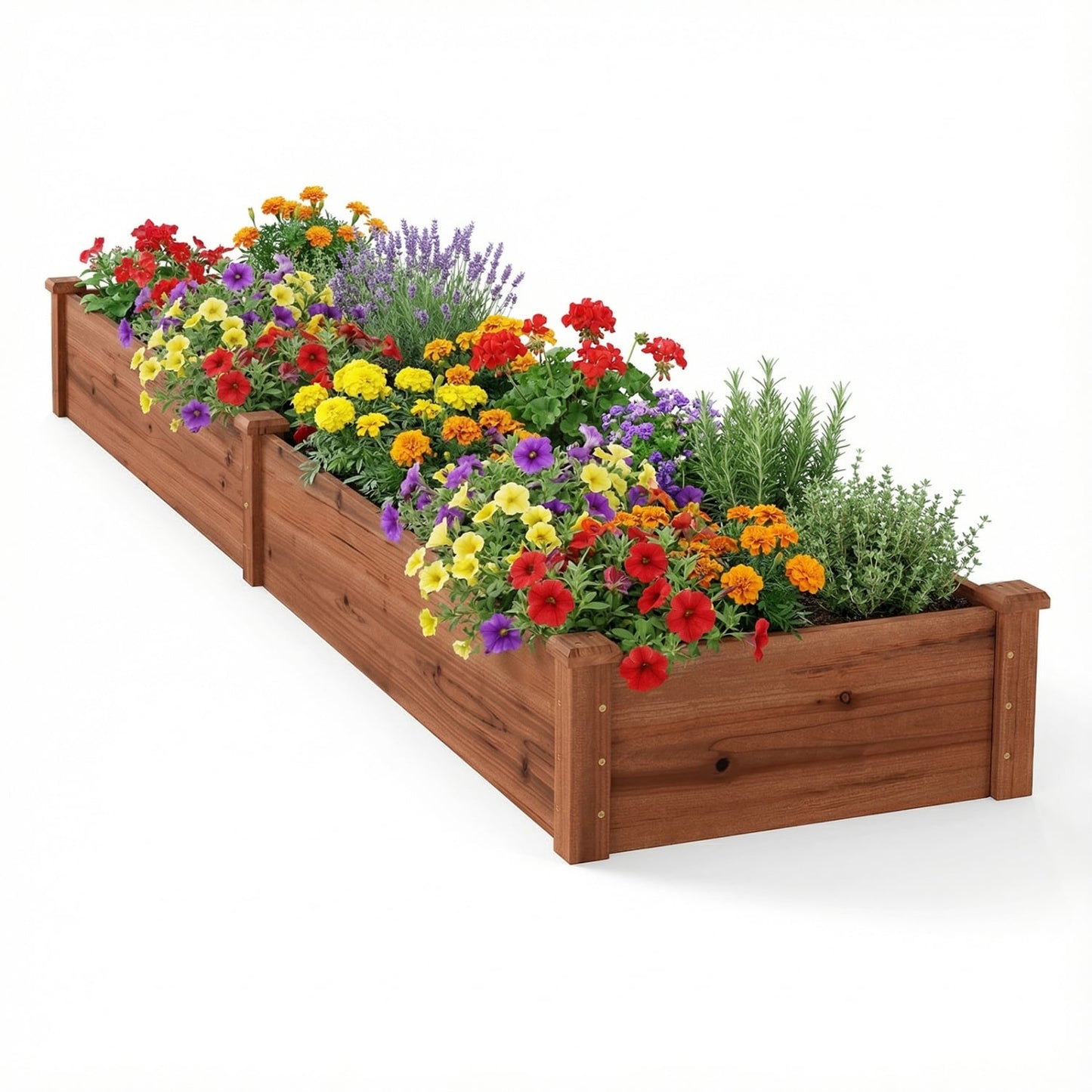 Wooden Raised Garden Bed for Backyard Balcony Patio, Brown