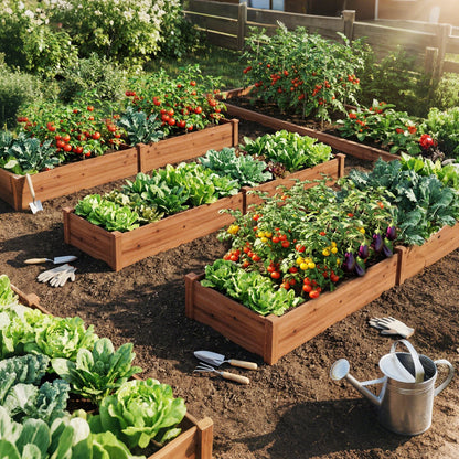Wooden Raised Garden Bed for Backyard Balcony Patio, Brown