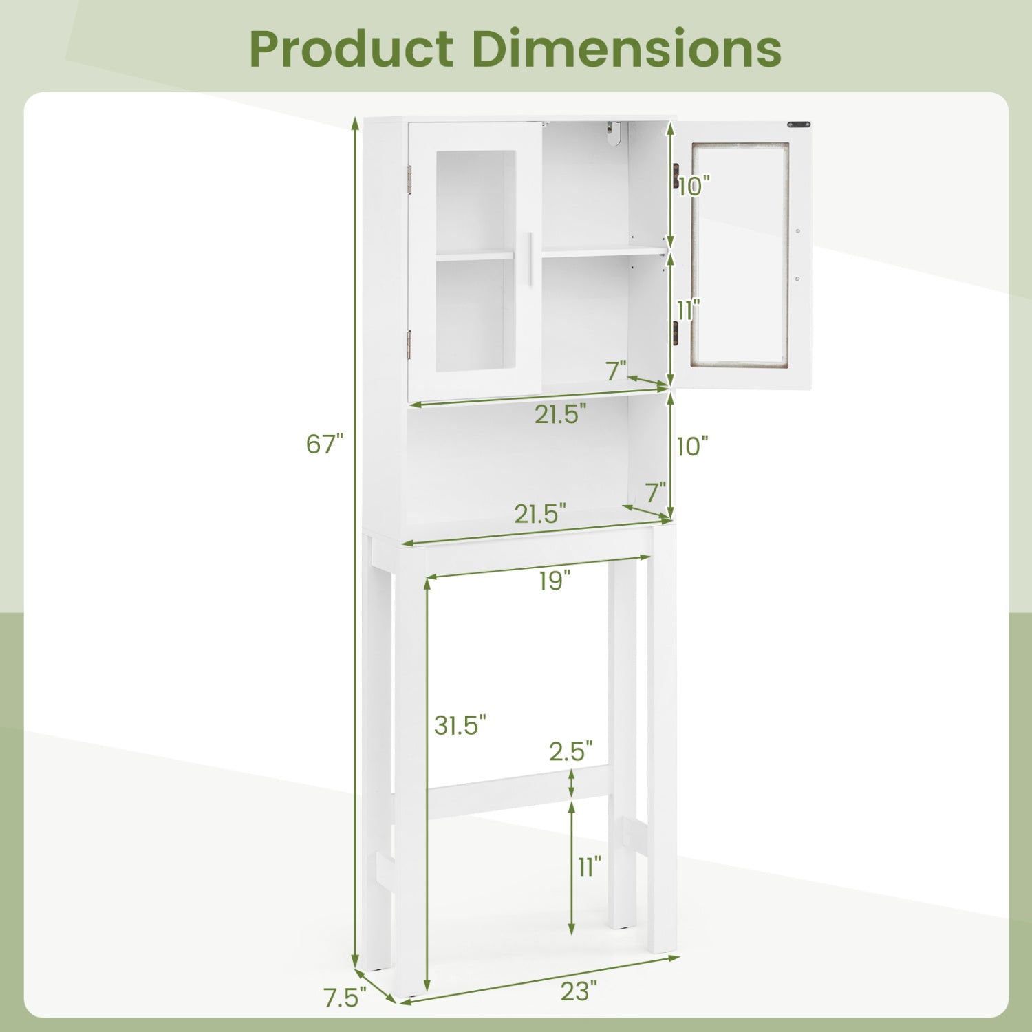 Wooden over the toilet Storage Cabinet with Tower Rack, White Bathroom Etagere at Gallery Canada