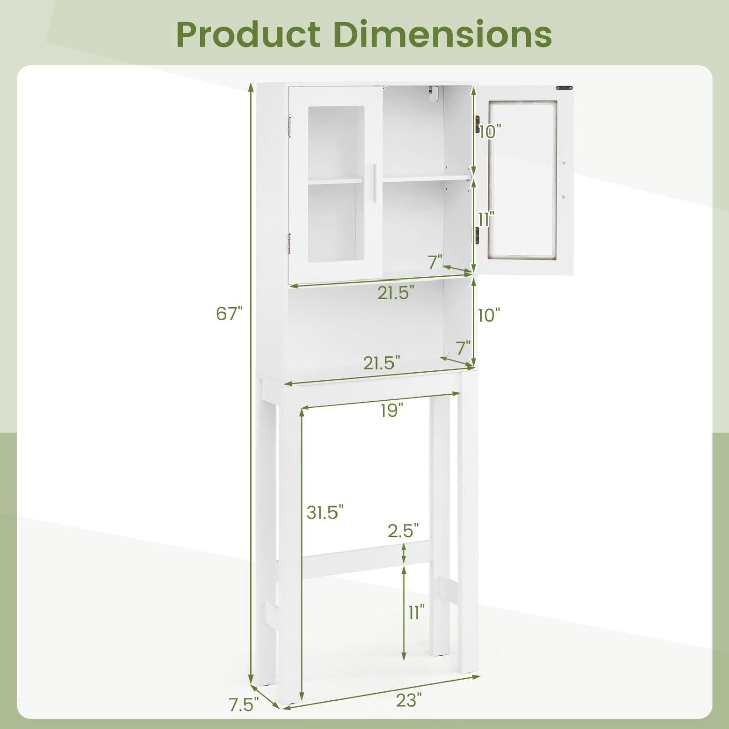 Wooden over the toilet Storage Cabinet with Tower Rack, White Bathroom Etagere at Gallery Canada
