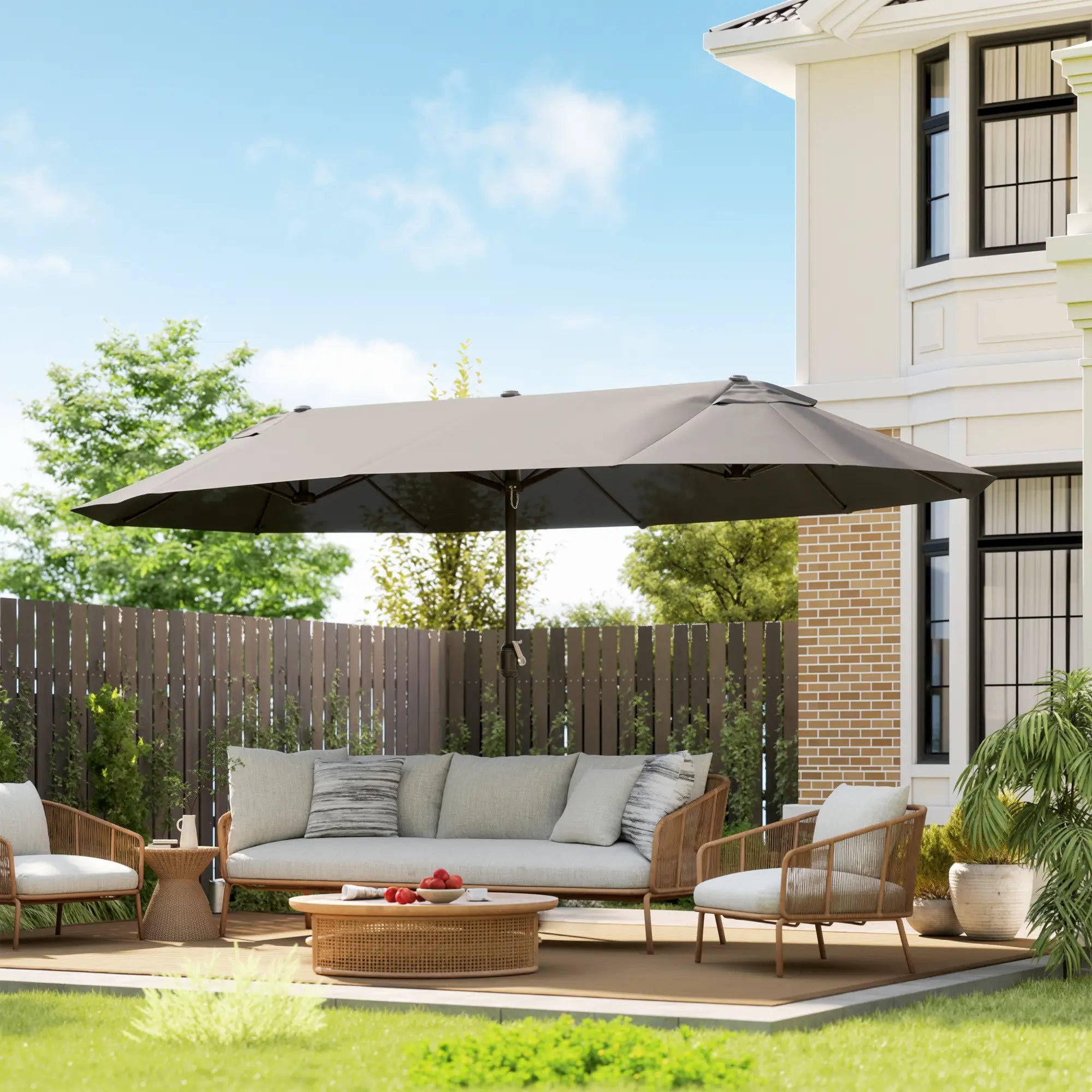 Double-Sided Patio Umbrella Sun Shade, Grey Sun Umbrellas at Gallery Canada