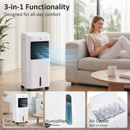 Tower Cooling Fan with Ice Pack, Remote, 3 Modes, 3 Speeds, 7.5H Timer, White Tower Fans at Gallery Canada