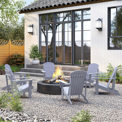 Classic Adirondack Chair With Cup Holder, Grey