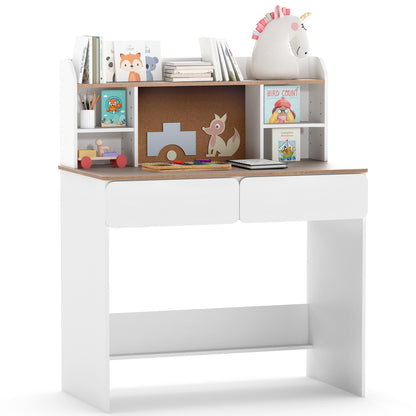 Writing Table with Cork Board and Charging Station, White Kids Table & Chair Sets at Gallery Canada