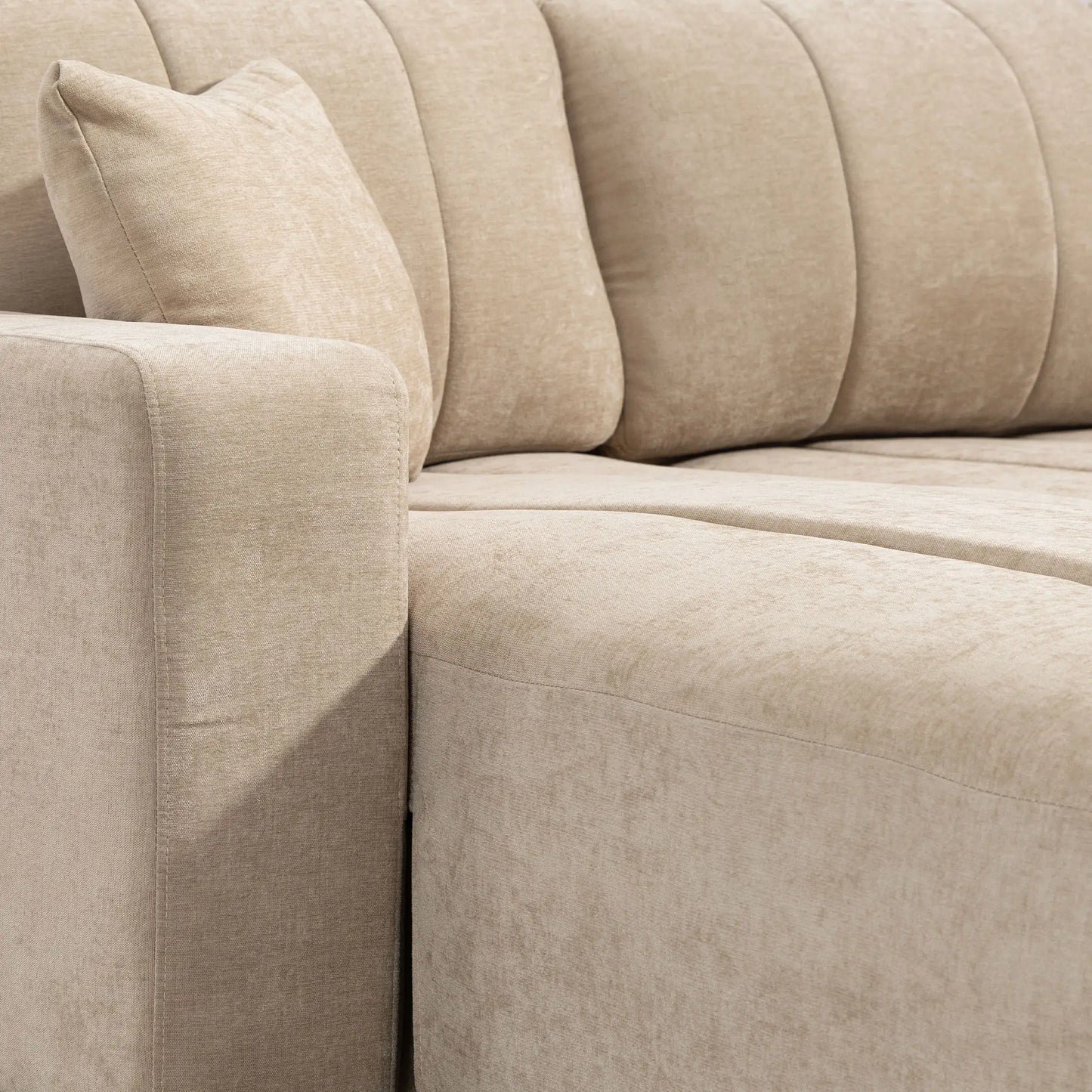 3-Seater L-Shape Sectional Sofa with Chaise, Spring Cushion, Pillows, Beige L Shaped Couchs at Gallery Canada