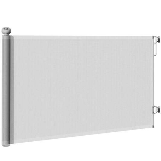 Retractable Dog Gate, 55" Wide, 34" Tall, Indoor Outdoor, Grey Houses, Kennels & Pens Grey at Gallery Canada