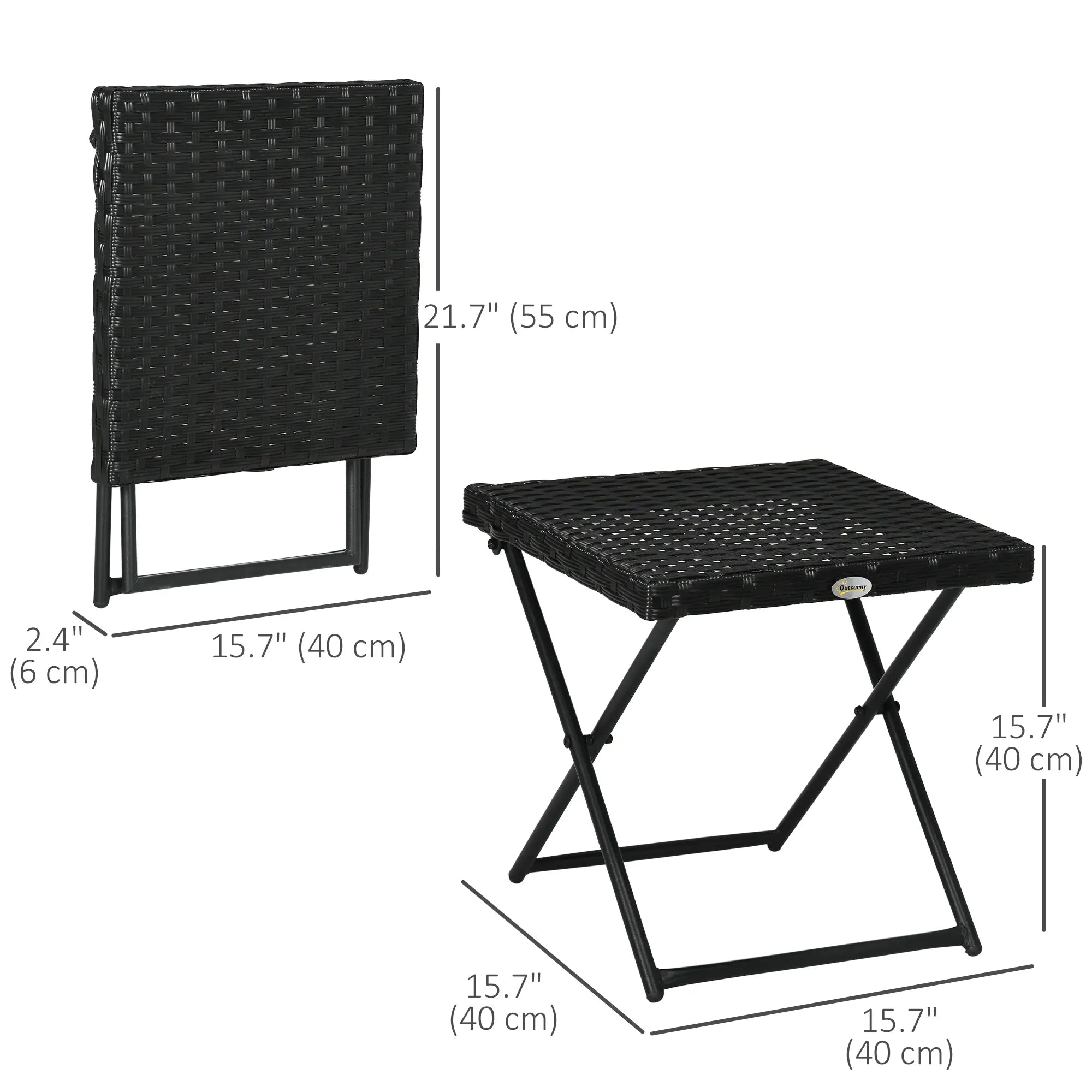 Outdoor PE Rattan Coffee Table, 15.75