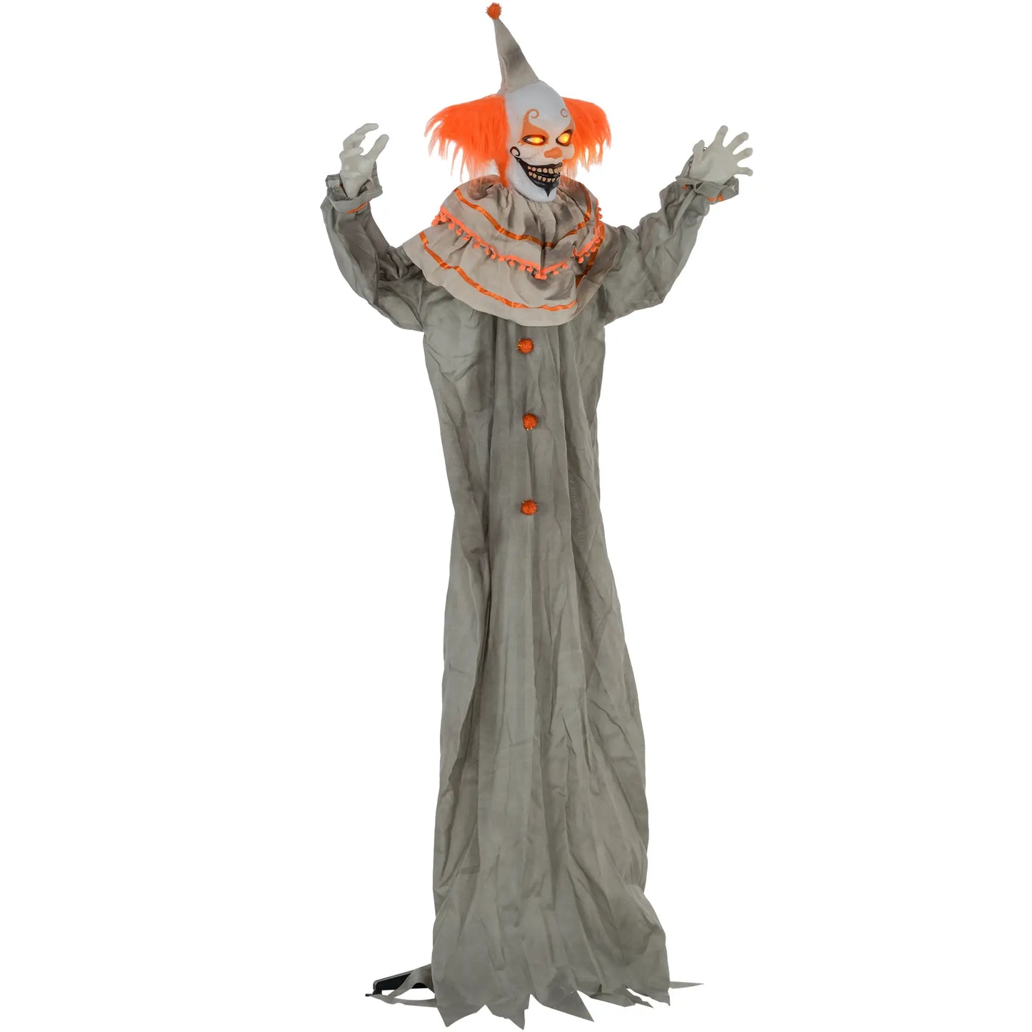 6' Classic Clown Halloween Decoration, Animatronic, Motion Activated, Orange Halloween Decorations Orange, Grey at Gallery Canada