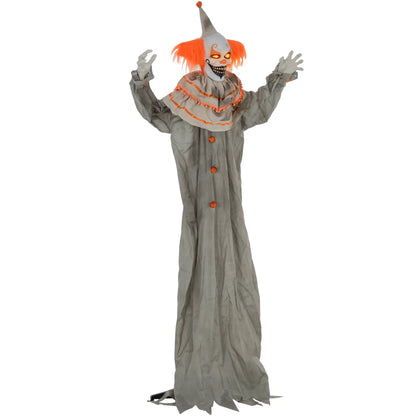 6' Classic Clown Halloween Decoration, Animatronic, Motion Activated, Orange Halloween Decorations Orange, Grey at Gallery Canada