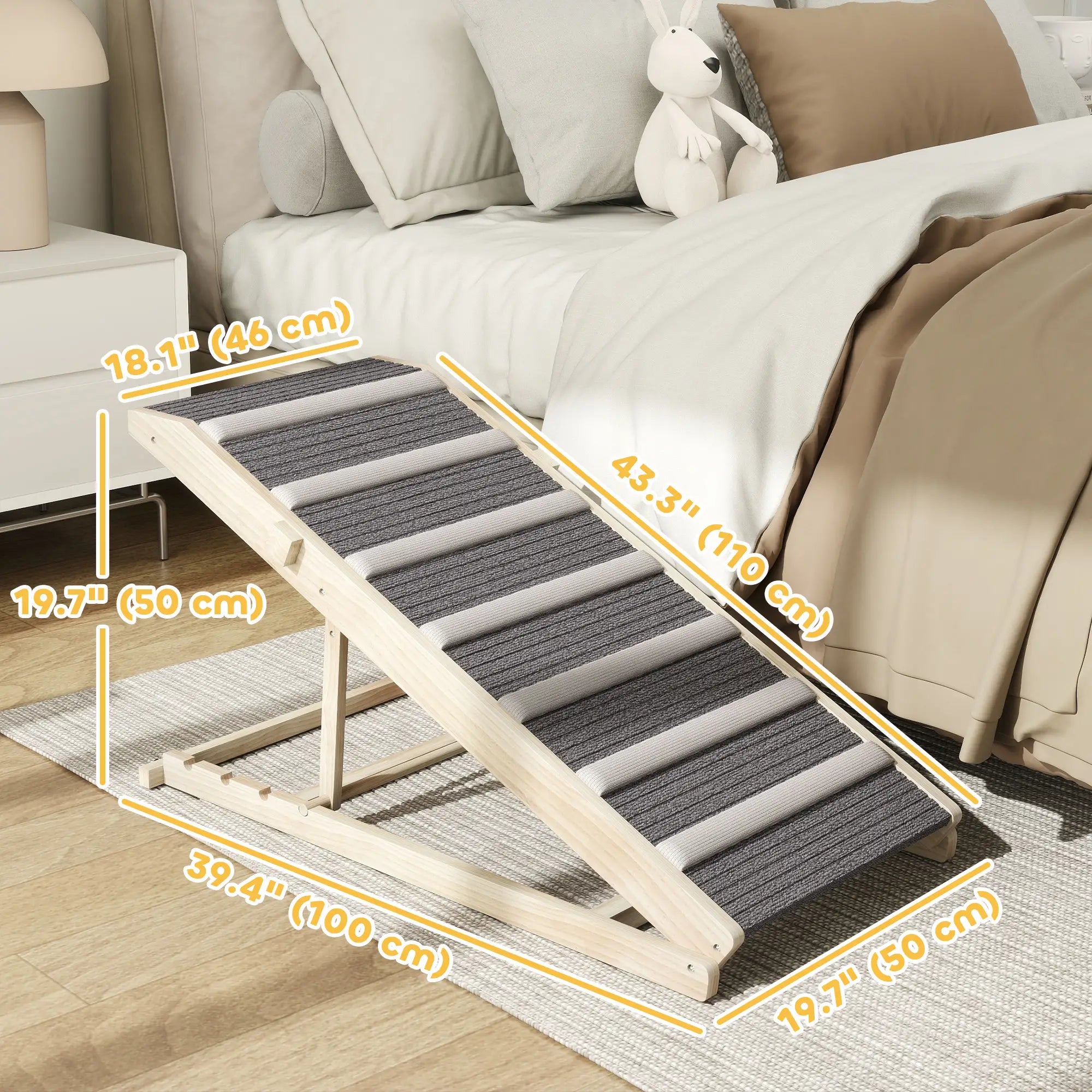 Foldable Dog Ramp For Couch, 4 Adjustable Height 14