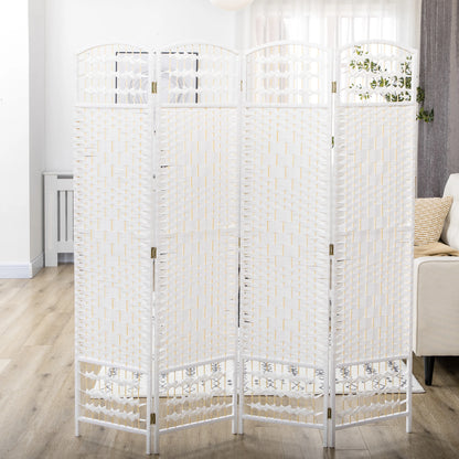 4 Panel Folding Room Divider, Portable Privacy Screen, White Room Dividers at Gallery Canada
