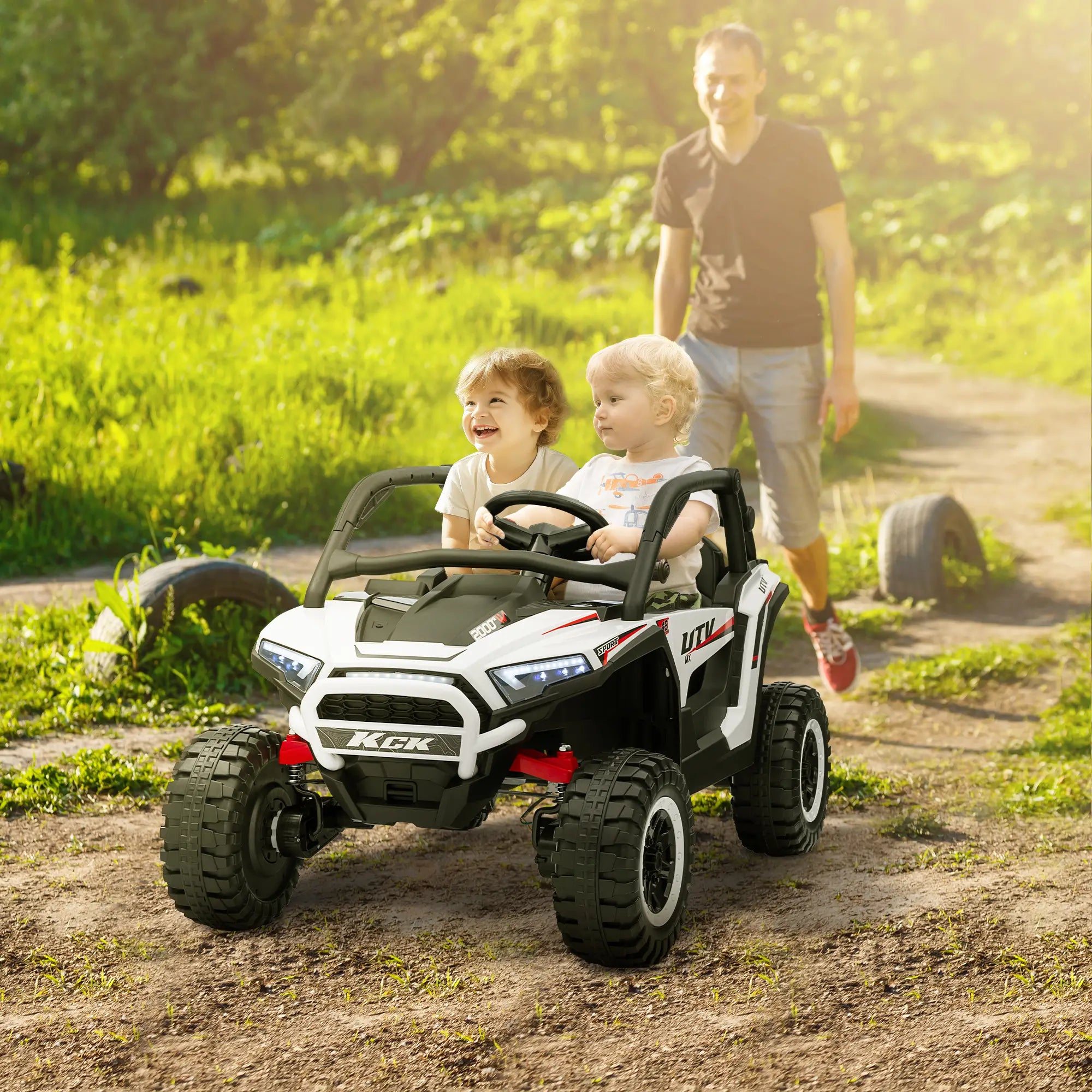 2 Seater 24V 7AH Electric Ride On Truck, White Electric Toy Cars at Gallery Canada