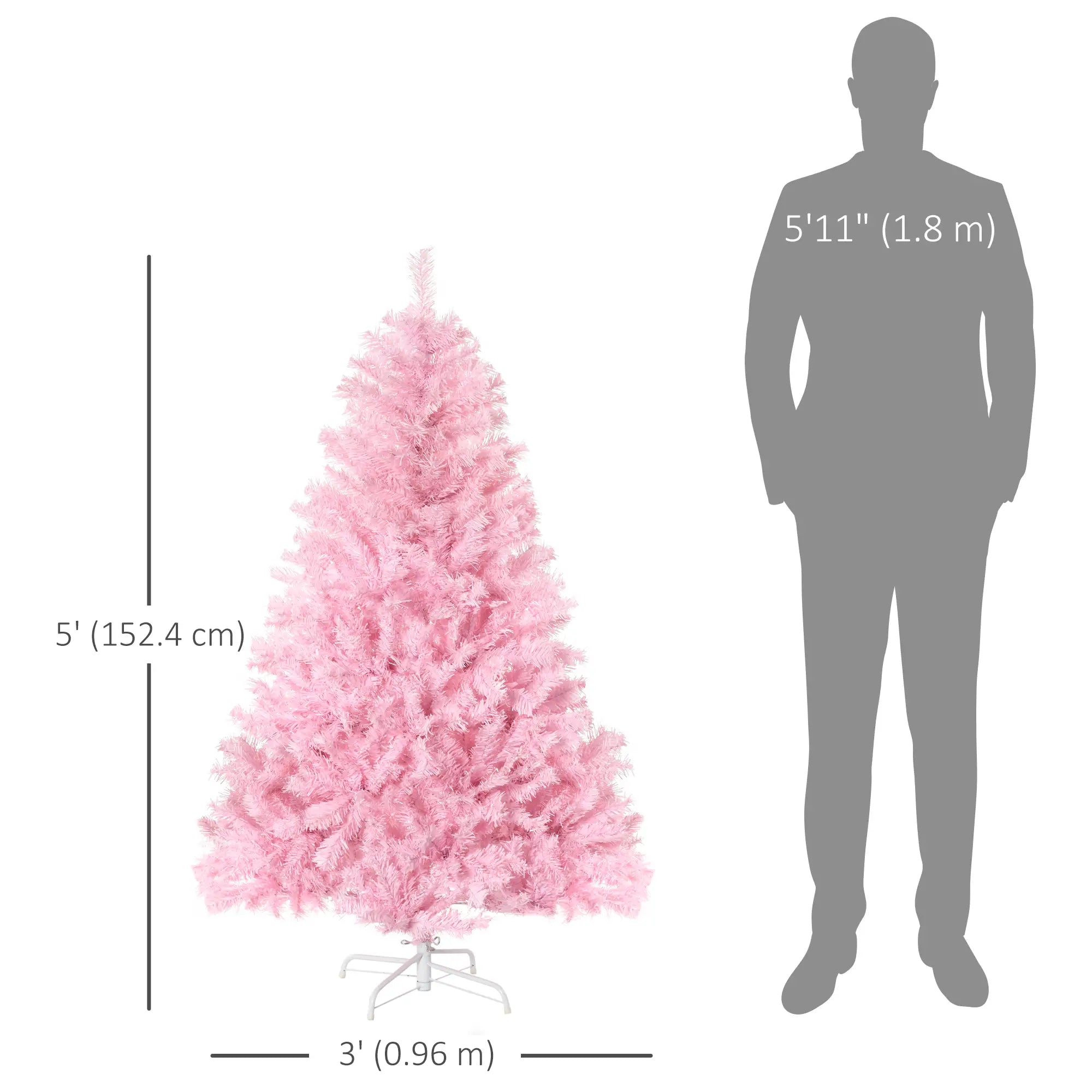 5' Artificial Christmas Tree, Auto Open, Steel Base, Indoor, Pink Artificial Christmas Trees at Gallery Canada